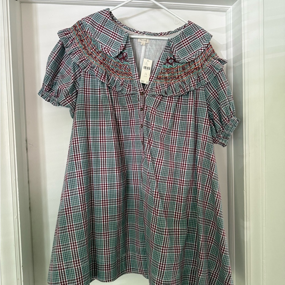 Pilcro mini babydoll dress with Ruffled Sailor Collar NWT